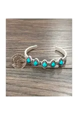 ISAC TRADING BRACELET WESTERN CUFF 5 DIAMOND TURQUOISE STONES ARROWS