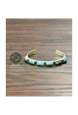 BRACELET CUFF WESTERN 6 TURQUOISE RECTANGLE STONES