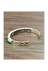BRACELET CUFF WESTERN 6 TURQUOISE RECTANGLE STONES