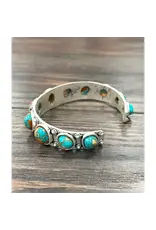 BRACELET CUFF 11 CIRCLE GEMSTONES  TURQUOISE AND ORANGE