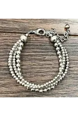 ISAC TRADING BRACELET 3 STRAND SILVER WESTERN BEADS ADJUSTABLE