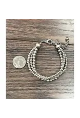 ISAC TRADING BRACELET 3 STRAND SILVER WESTERN BEADS ADJUSTABLE
