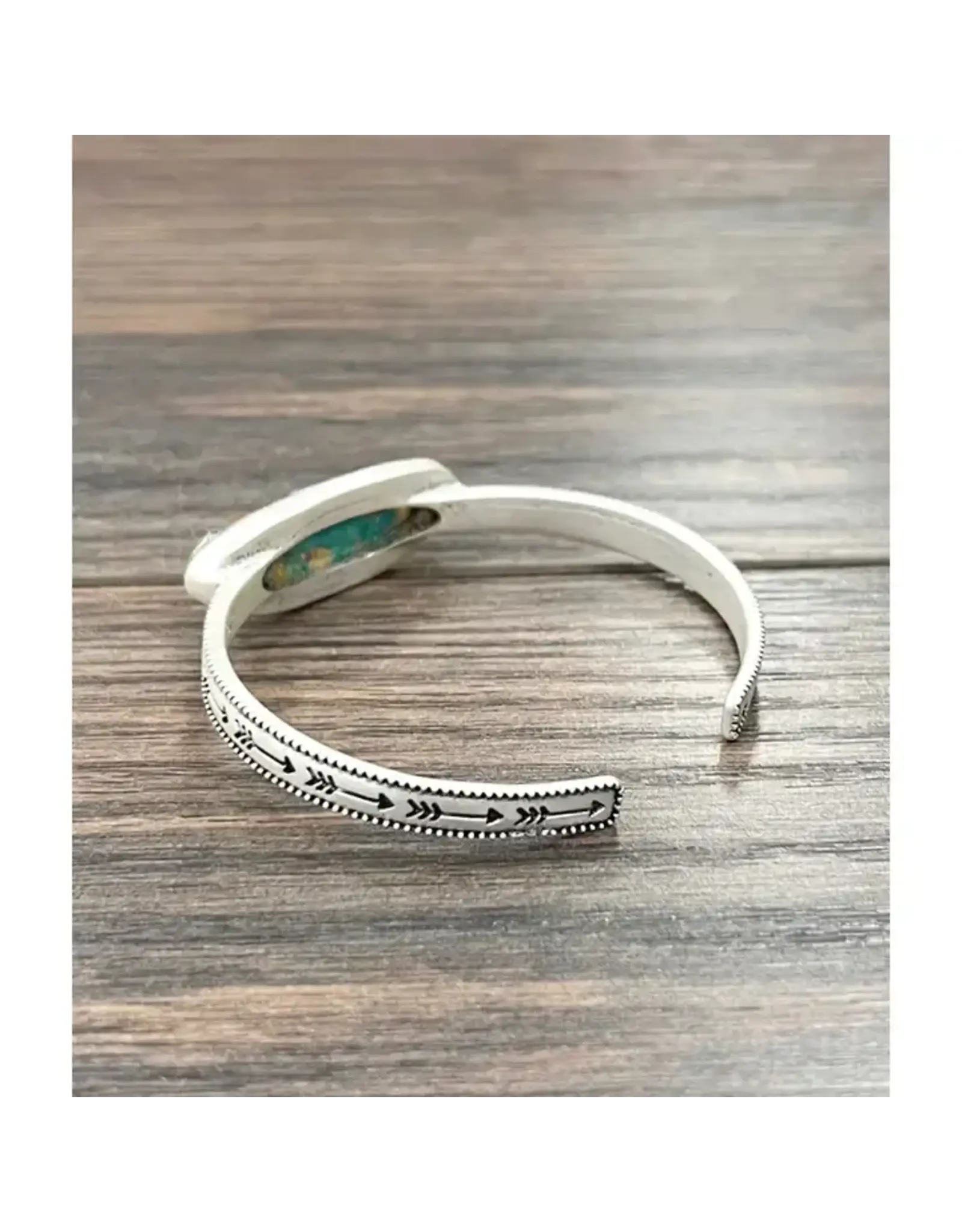 ISAC TRADING BRACELET WESTERN CUFF LONG OVAL TURQUOISE ORANGE STONE