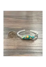 ISAC TRADING BRACELET WESTERN CUFF LONG OVAL TURQUOISE ORANGE STONE