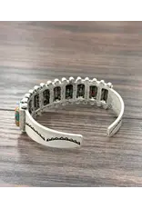 BRACELET WESTERN CUFF RECTANGLE TURQUOISE ORANGE STONES