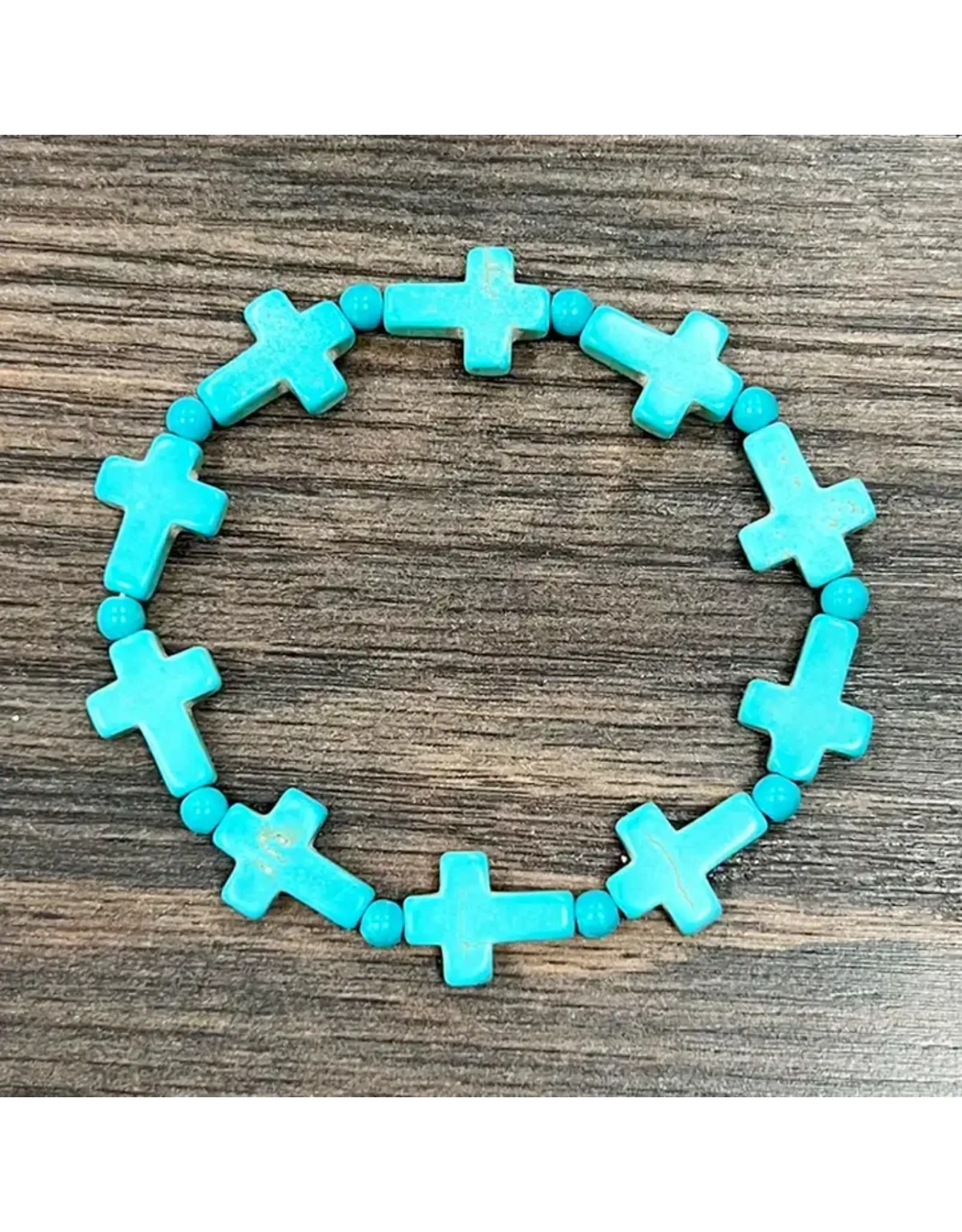 BRACELET STRETCH TURQUOISE CROSSES