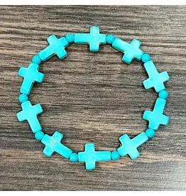 BRACELET STRETCH TURQUOISE CROSSES