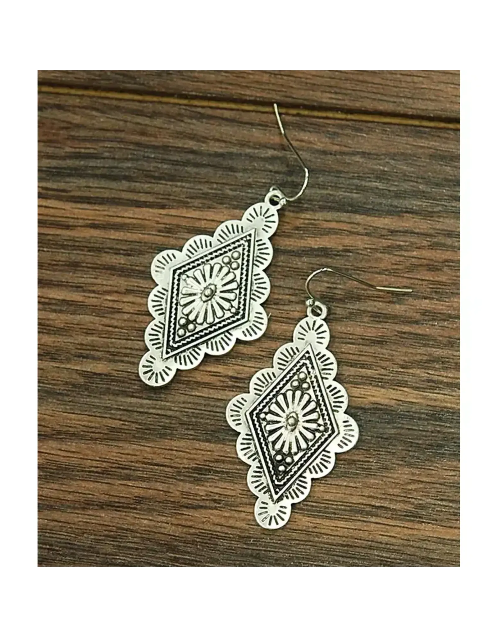 EARRING DANGLE CONCHO SILVER