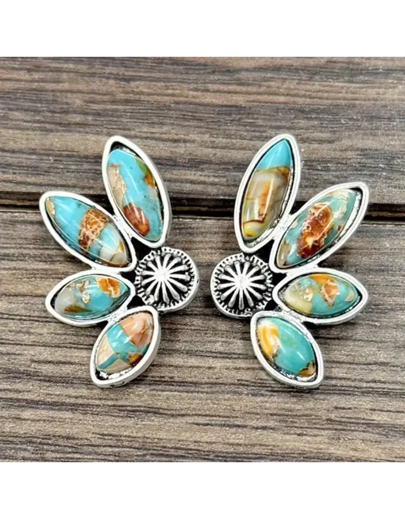 EARRING STUD 1.2" HALF FLOWER