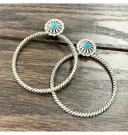 EARRING HOOP WESTERN CONCHO STUD