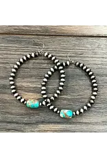 EARRING NAVAJO PEARL AND GEMSTONES HOOP