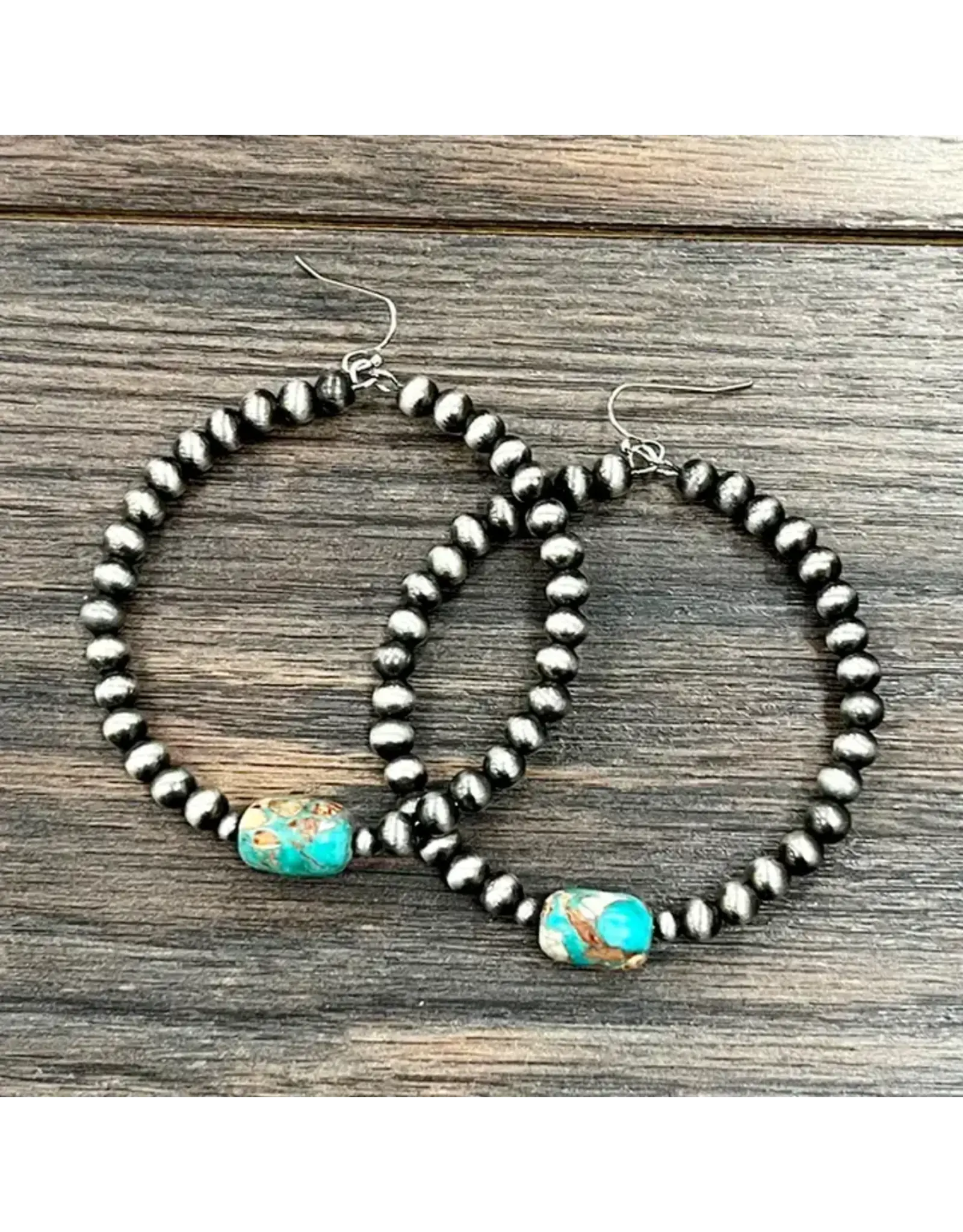 EARRING NAVAJO PEARL AND GEMSTONES HOOP