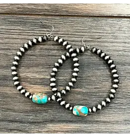 EARRING NAVAJO PEARL AND GEMSTONES HOOP