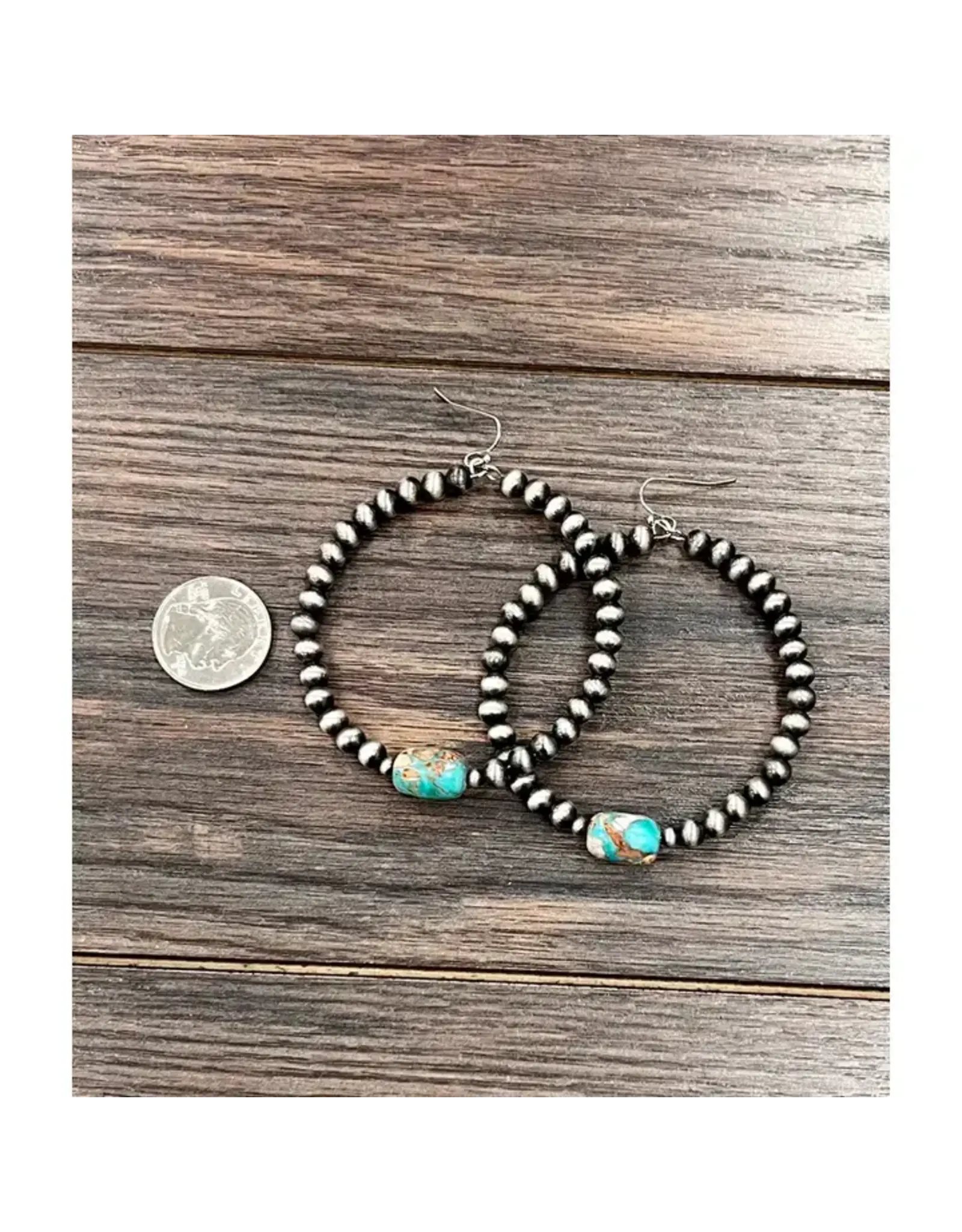 EARRING NAVAJO PEARL AND GEMSTONES HOOP