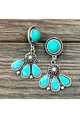 EARRING CIRCLE TURQUOISE STUDS 3 TURQUOISE DANGLE
