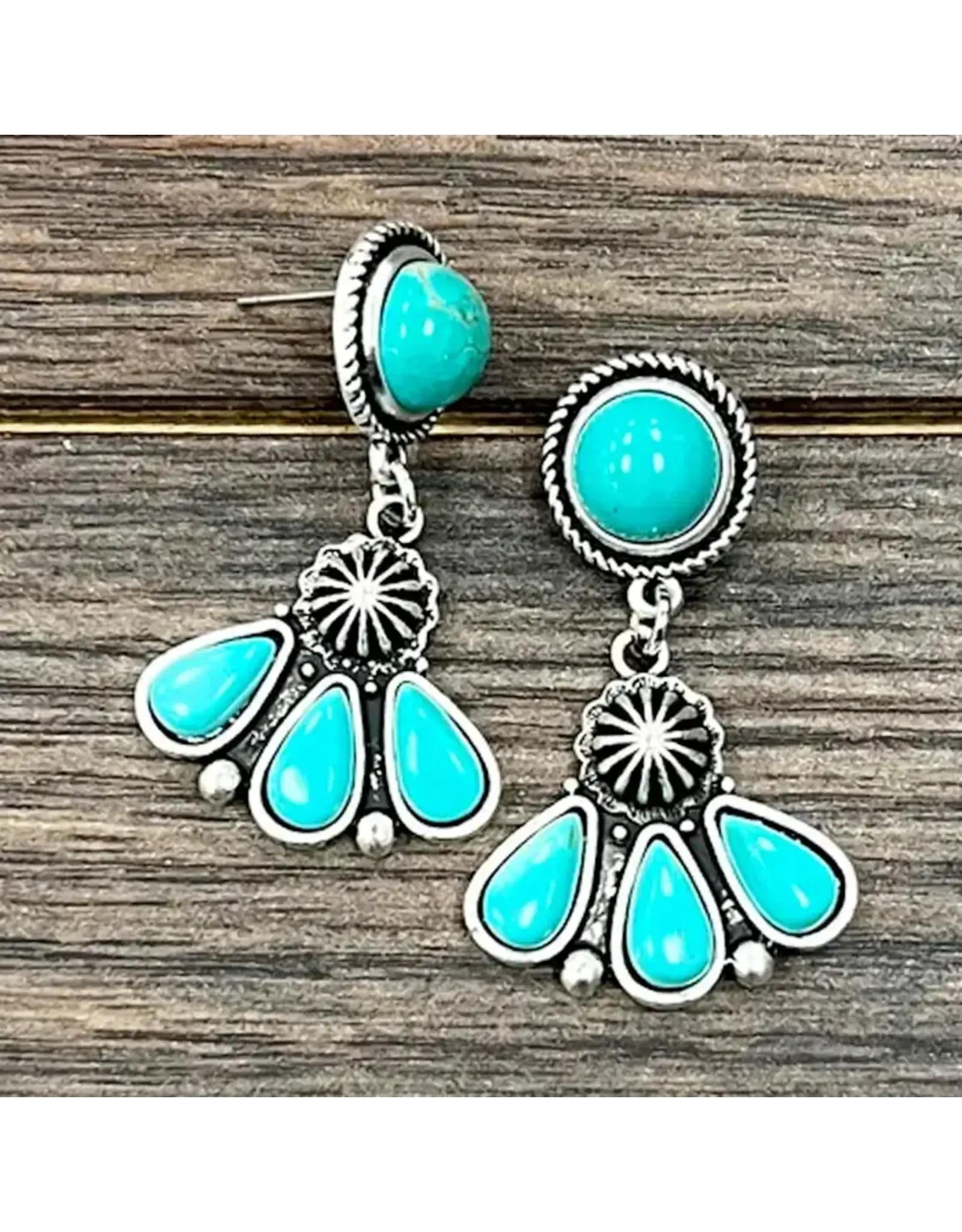 EARRING CIRCLE TURQUOISE STUDS 3 TURQUOISE DANGLE
