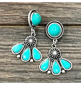 EARRING CIRCLE TURQUOISE STUDS 3 TURQUOISE DANGLE