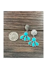 EARRING CONCHO STUD 3 TURQUOISE STONE DANGLE