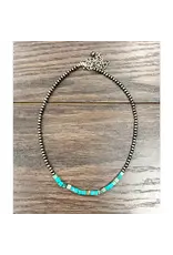 NECKLACE WESTERN NAVAJO PEARL SQUARE TURQUOISE BEADS