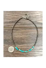 NECKLACE WESTERN NAVAJO PEARL SQUARE TURQUOISE BEADS