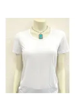 NECKLACE WESTERN PAPER CLIP CHAIN SQUARE TURQUOISE PENDENT