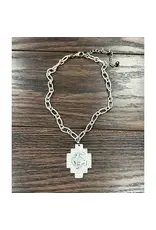 NECKLACE WESTERN SILVER RIDING BRONC PENDANT