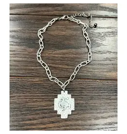 NECKLACE WESTERN SILVER RIDING BRONC PENDANT