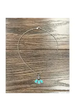 NECKLACE CHAIN THREE TEARDROP TURQUOISE STONE PENDANT