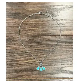 NECKLACE CHAIN THREE TEARDROP TURQUOISE STONE PENDANT