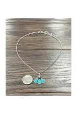NECKLACE CHAIN THREE TEARDROP TURQUOISE STONE PENDANT