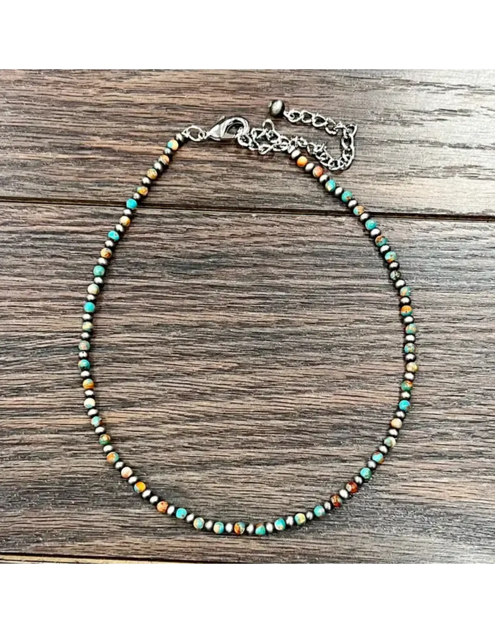 NECKLACE ALTERNATING NAVAJO PEARL WITH TURQUOISE BEADS