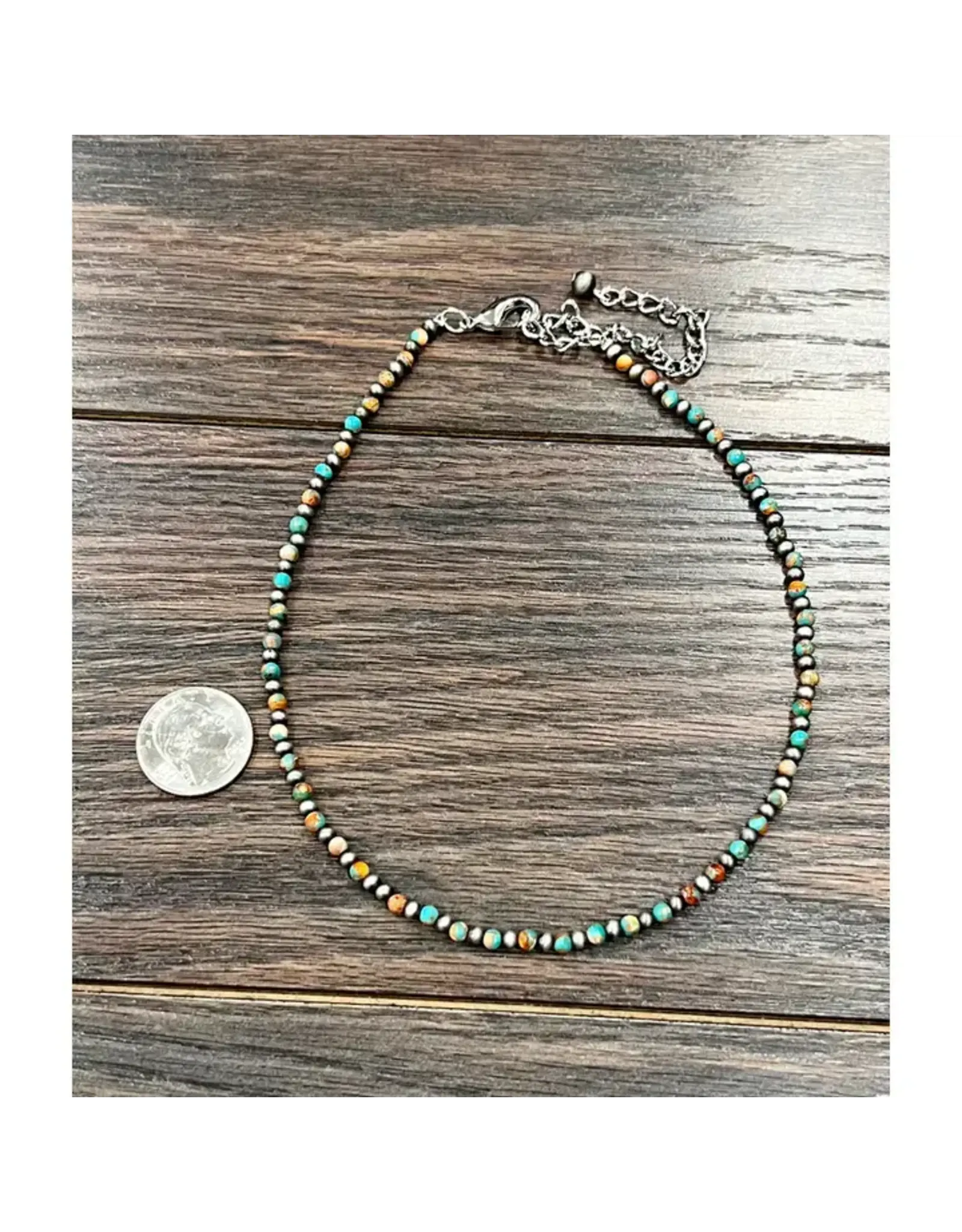 NECKLACE ALTERNATING NAVAJO PEARL WITH TURQUOISE BEADS