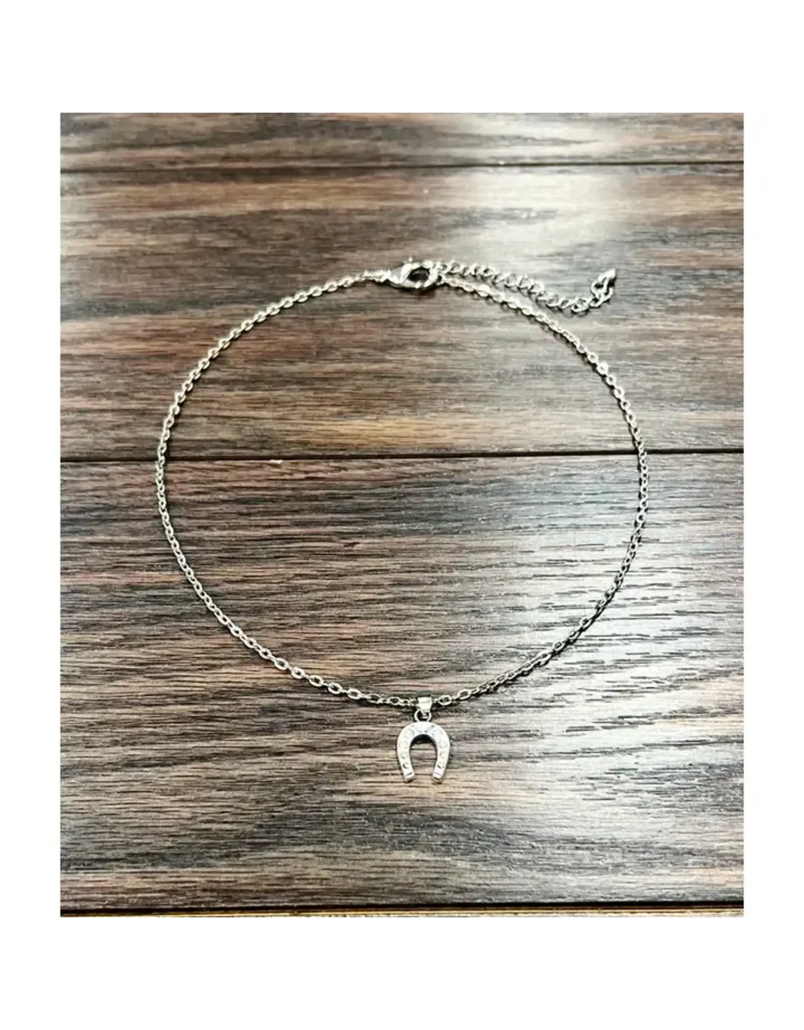 NECKLACE WESTERN SILVER HORSE SHOE WITH DIAMONDS