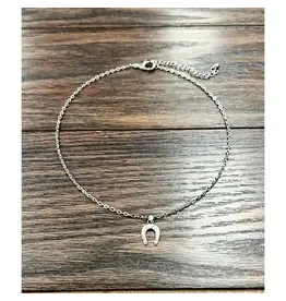 NECKLACE WESTERN SILVER HORSE SHOE WITH DIAMONDS