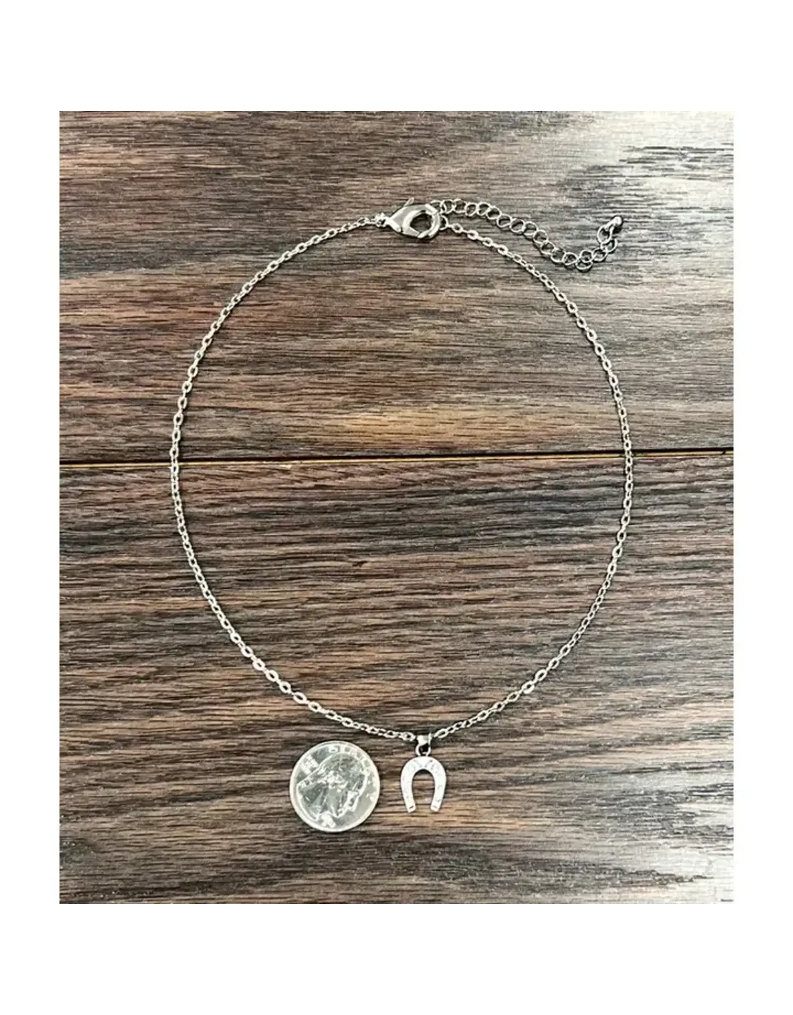 NECKLACE WESTERN SILVER HORSE SHOE WITH DIAMONDS