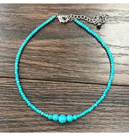 NECKLACE TURQUOISE BEADS LARGE MIDDLE BEADS