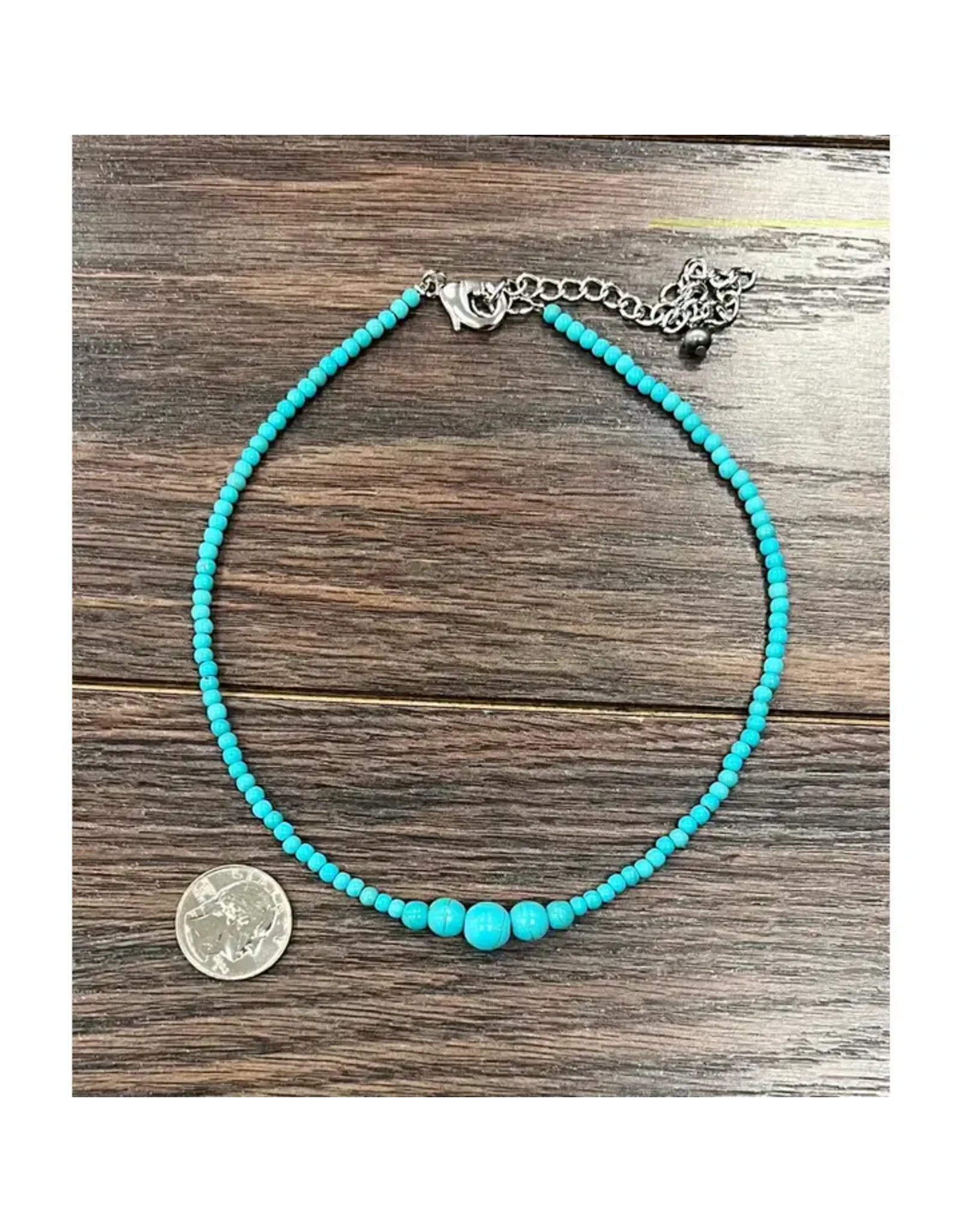 NECKLACE TURQUOISE BEADS LARGE MIDDLE BEADS