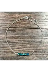 NECKLACE WESTERN CHAIN WITH TURQUOISE BEADS IN MIDDLE