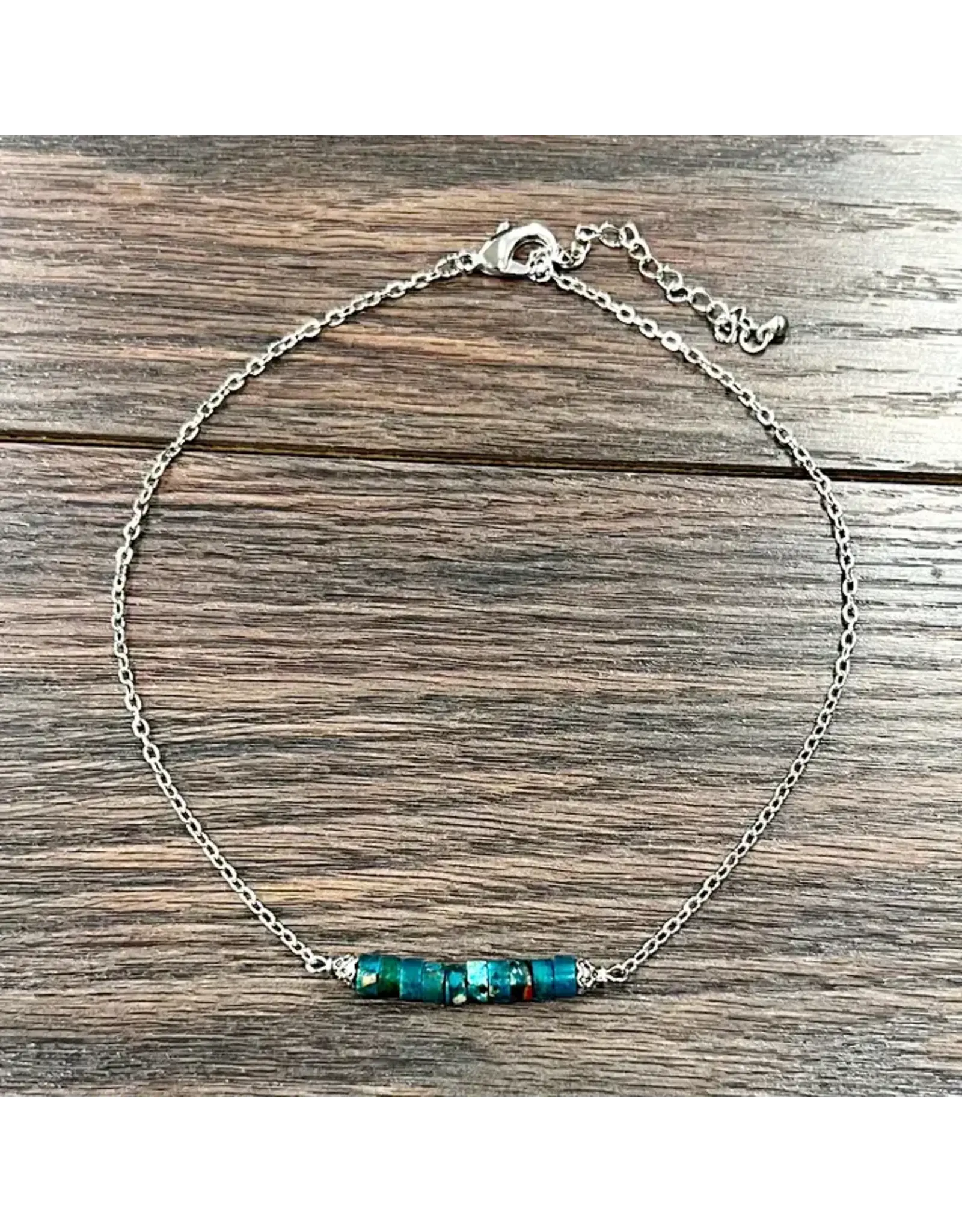 NECKLACE WESTERN CHAIN WITH TURQUOISE BEADS IN MIDDLE