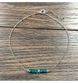 NECKLACE WESTERN CHAIN WITH TURQUOISE BEADS IN MIDDLE