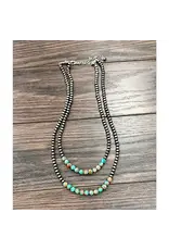 NECKLACE WESTERN NAVAJO PEARL WITH FLAT TURQUOISE BEADS