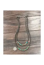 NECKLACE WESTERN NAVAJO PEARL WITH FLAT TURQUOISE BEADS
