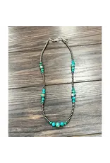 NECKLACE NAVAJO PEARL WITH DEEP 5 GROUPS TURQUOISE BEADS