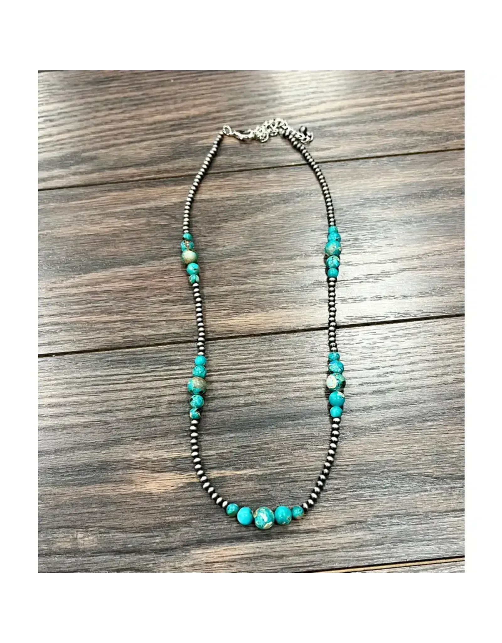NECKLACE NAVAJO PEARL WITH DEEP 5 GROUPS TURQUOISE BEADS