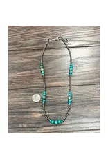 NECKLACE NAVAJO PEARL WITH DEEP 5 GROUPS TURQUOISE BEADS
