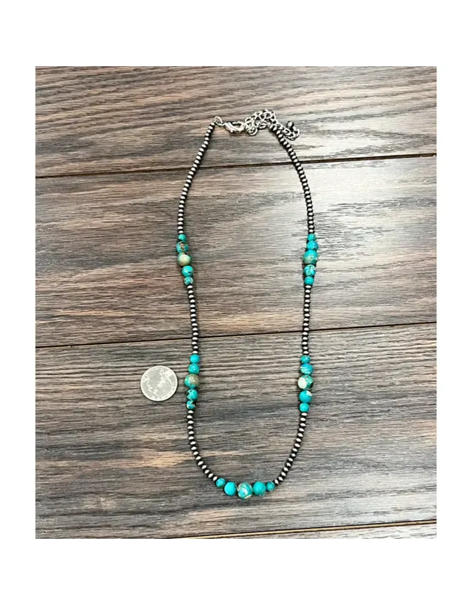 NECKLACE NAVAJO PEARL WITH DEEP 5 GROUPS TURQUOISE BEADS