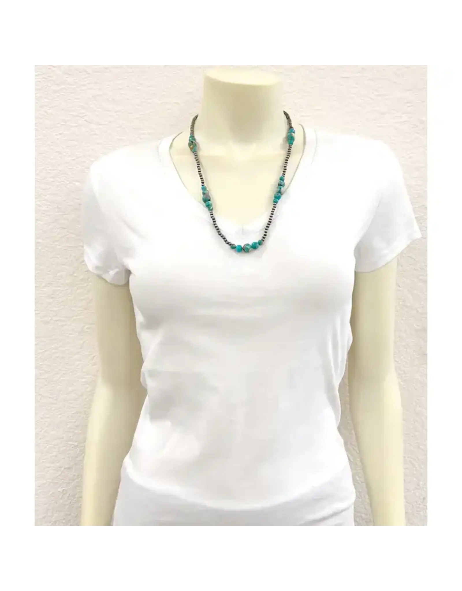 NECKLACE NAVAJO PEARL WITH DEEP 5 GROUPS TURQUOISE BEADS