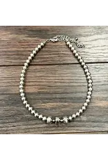 NECKLACE SILVER NAVAJO PEARL STYLE WITH LARGE SAUCER MIDDLE BEADS