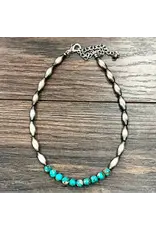 NECKLACE OBLONG NAVAJO PEARL WITH TURQUOISE MIDDLE BEADS