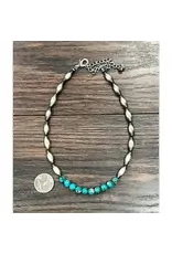 NECKLACE OBLONG NAVAJO PEARL WITH TURQUOISE MIDDLE BEADS